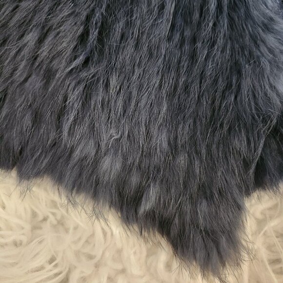 525 America Luxe Womens Size XS Rabbit Fur Outerwear Vest Jacket Blue Open Front - Picture 10 of 11